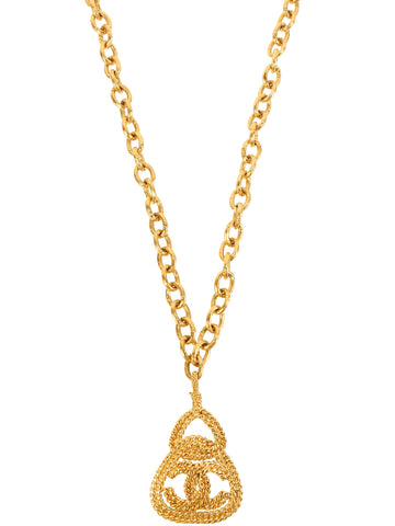 CHANEL 1993 Made Triangle Cc Mark Plate Necklace