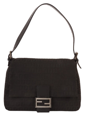 FENDI Ff Zucchino Pattern Mamma Baguette Black