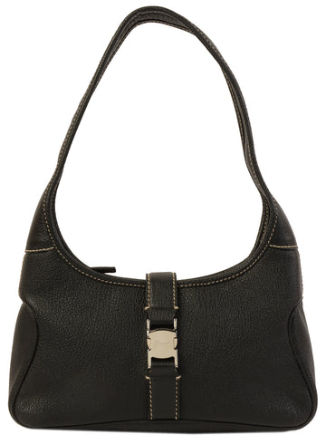 SALVATORE FERRAGAMO Logo Plate Shoulder Bag Black