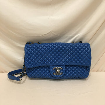 Chanel Blue Leather Bubble Flap Shoulder Bag Sku# 76127