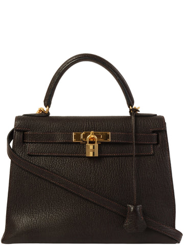 HERMES 2003 Made Kelly Bag 28Cm Chocolat