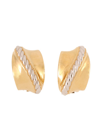 BURBERRY Chain Design Half Hoop Earrings Gold/Silver