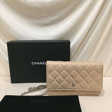 Chanel Beige Caviar Wallet On Chain Crossbody Bag Sku# 76273