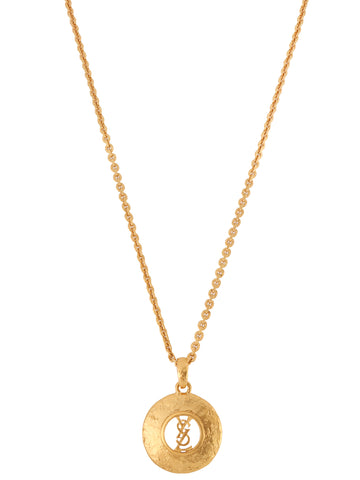 YVES SAINT LAURENT Round Logo Cutout Long Necklace Gold