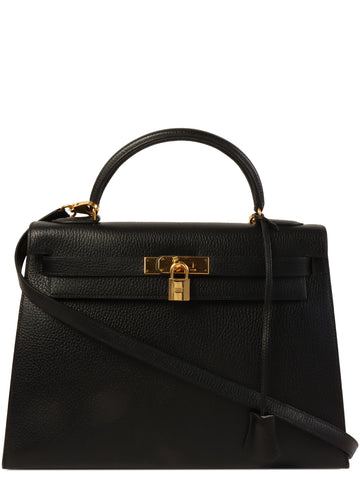 HERMES 1991 Made Kelly Bag 32Cm Black