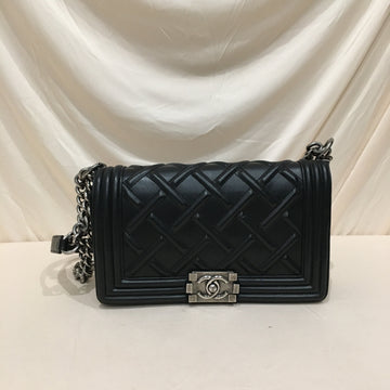 Chanel Black Leather Celtic Boy Old Medium Flap Shoulder Bag Sku# 76307