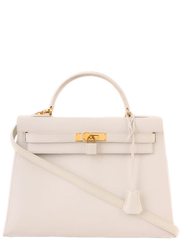 HERMES 1985 Made Kelly Bag 32Cm White