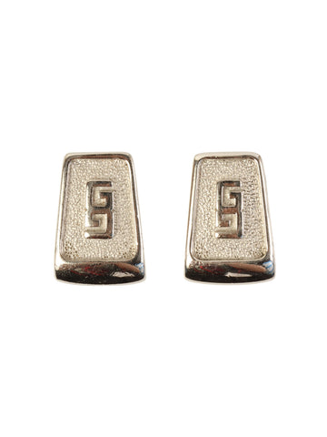 GIVENCHY Square Logo Plate Earrings Silver