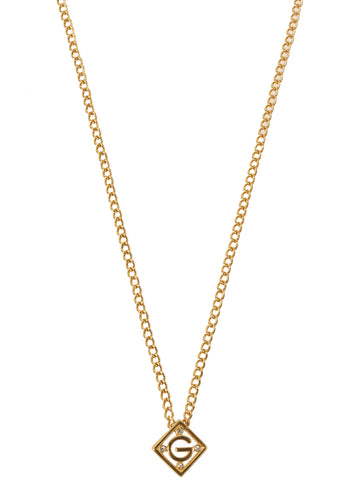 GIVENCHY Rhinestone Logo Cutout Necklace Gold