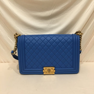 Chanel Blue Lambskin New Medium Boy Shoulder Bag Sku# 76333