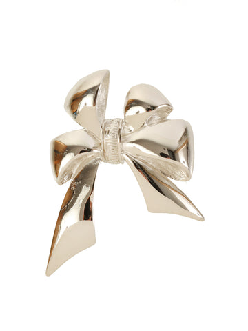 GIVENCHY Ribbon Motif Brooch Silver