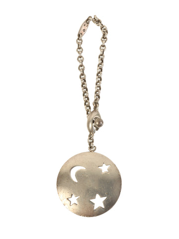 HERMES Round Star & Moon Cutout Key Charm Silver