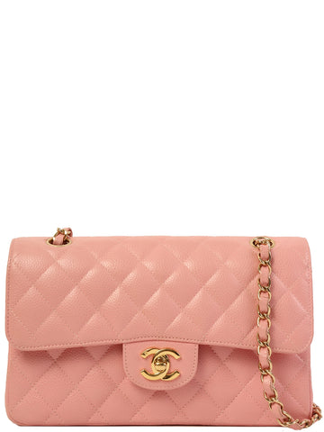 CHANEL Around 2003 Made Caviar Skin Classic Flap Chain Bag 23Cm Pink