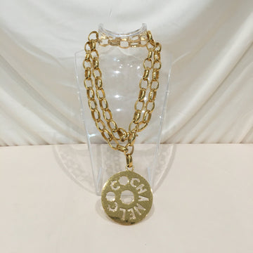 Chanel Gold Spell Out Circle Necklace Sku# 72560
