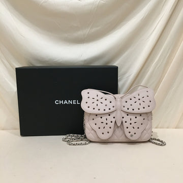 Chanel Light Pink Leather Butterfly Crossbody Bag Sku# 76382