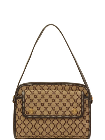 CELINE Macadam Pattern Top Handle Bag Beige/Brown