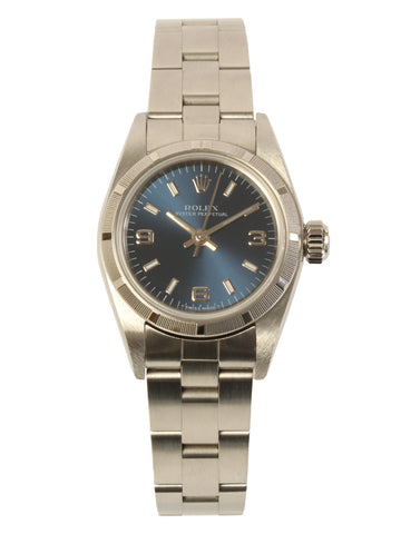 ROLEX Oyster Perpetual Silver/Bright Blue