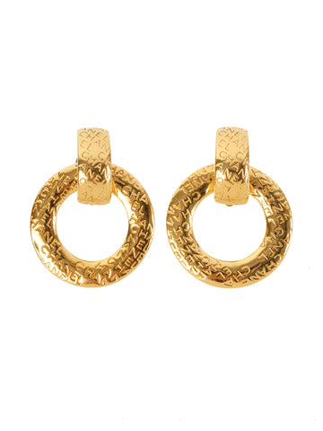 CHANEL Logo Hoop Earrings Gold