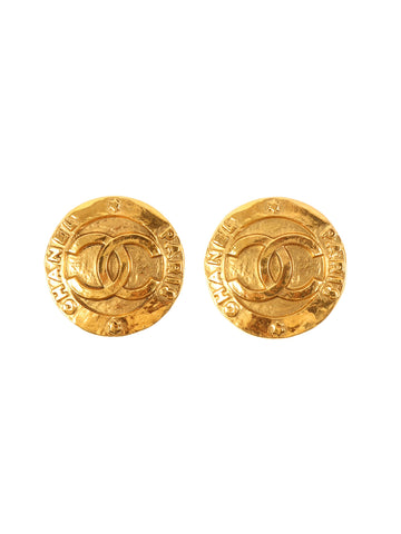CHANEL 1993 Made Round Cc Mark Earrings