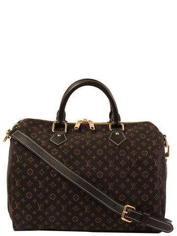 LOUIS VUITTON Monogram Mini Lin Speedy 30 Dark Brown