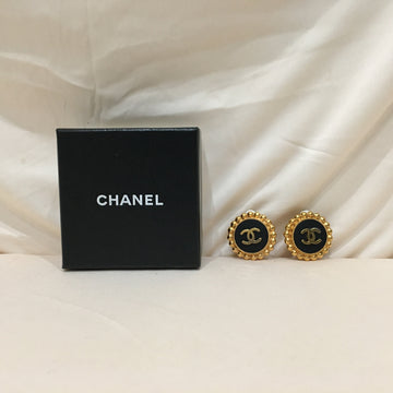 Chanel Black Gold Coco Clip On Earrings Sku# 72702