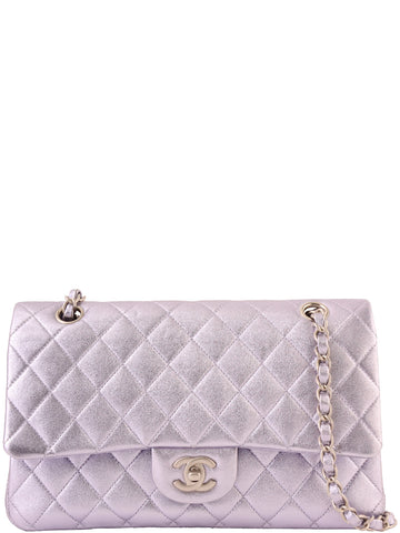 CHANEL Around 2010 Made Classic Flap Chain Bag 25Cm Metallic Light Purple