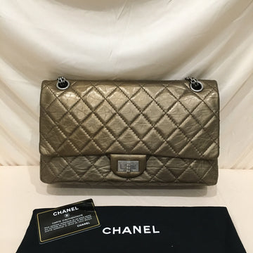 Chanel Gold Metallic Calfskin 2.55 Double Flap Matelasse Bag Sku# 72764