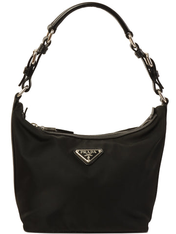 PRADA Logo Plate Top Handle Bag Black