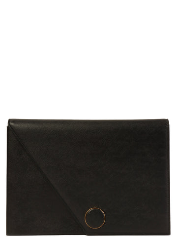 YVES SAINT LAURENT Design Flap Clutch Bag Black