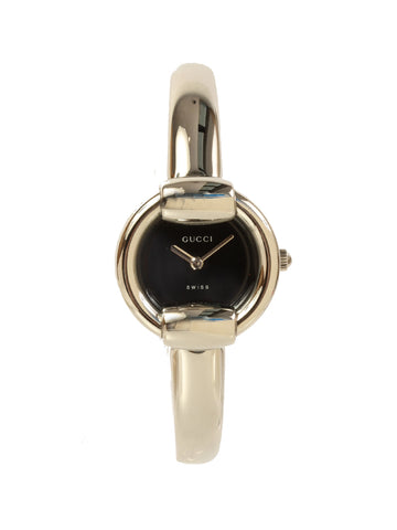 GUCCI Round Face Logo Bangle Watch Silver/Black