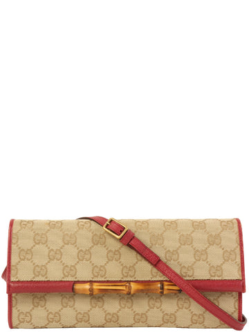 GUCCI Canvas Gg Pattern Bamboo 2Way Bag Beige/Wine Red