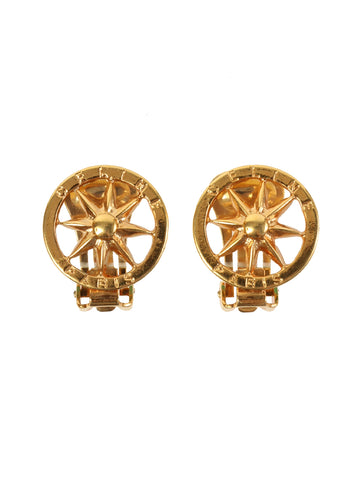 CELINE Round Sun Cutout Earrings Gold