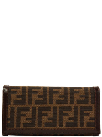 FENDI Ff Zucca Pattern Long Wallet Brown