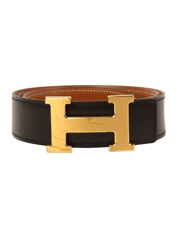 HERMES 2003 Made Constance Belt Black/Gold