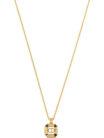 DIOR Rhinestone Logo Cut-Out Necklace Gold/Black