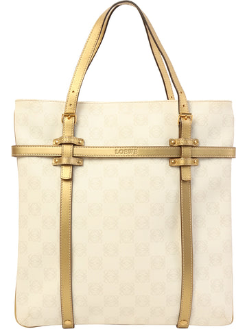 LOEWE Anagram Pattern Logo Embossed Tote Bag White/Gold