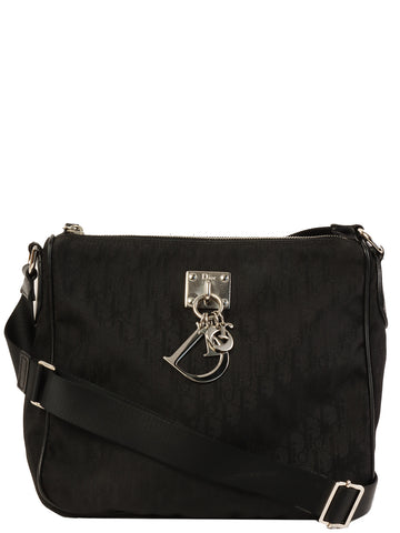 DIOR Trotter Pattern Logo Charm Shoulder Bag Black