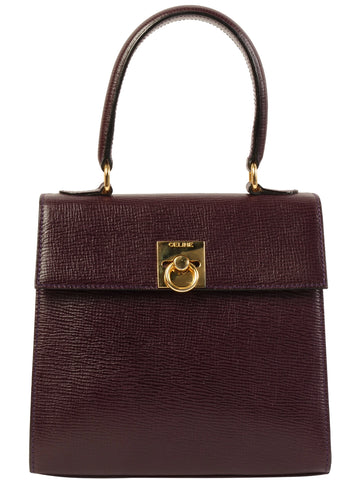 CELINE Logo Plate Mini Top Handle Bag Purple