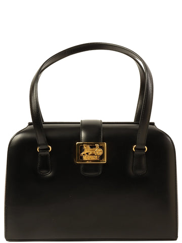 CELINE Horse Carriage Plate Top Handle Bag Black