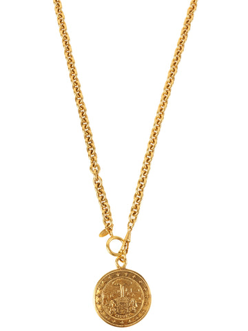 CHANEL Medal Necklace Gold
