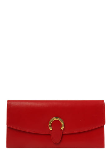 GIVENCHY Logo Plate Long Wallet Red