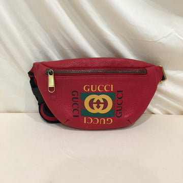 Gucci Red Leather Waist Bag Sku# 70881