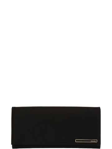 PRADA Logo Plate Long Wallet Black