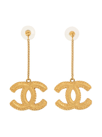 CHANEL 2013 Made Cc Mark Swing Pierced Earrings Gold