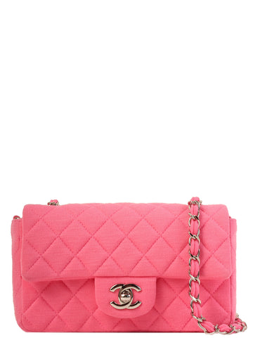 CHANEL Around 2014 Made Cotton Turn-Lock Shoulder Bag Pink