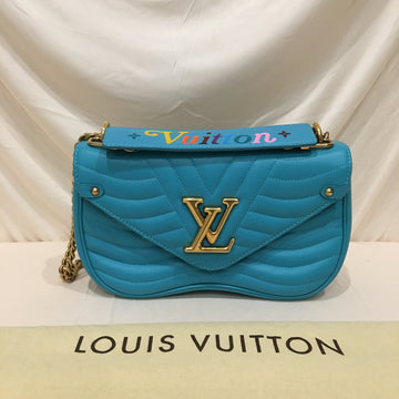 Louis Vuitton Blue Leather New Wave Shoulder Bag Sku# 73014