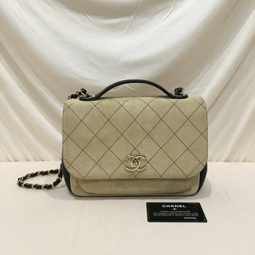 Chanel Beige Suede Business Affinity Flap Shoulder Bag Sku# 72883L