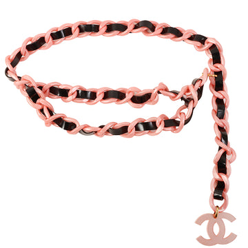 CHANEL 1994 Made Acrylic Cc Mark Plate Chain Belt Pink/Black