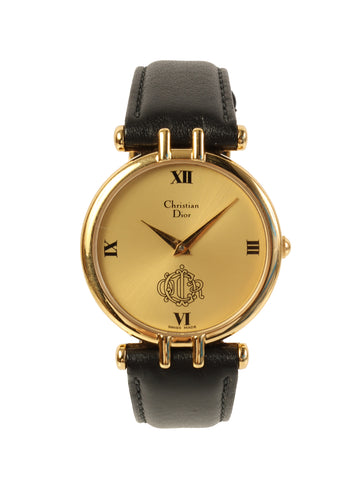 DIOR Round Logo Face Watch Gold/Black