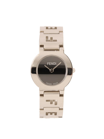 FENDI Round Face Logo Bracelet Watch Silver/Black